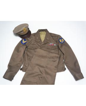 WW2 USAAF OFFICERS TROPICAL VISOR CAP an...